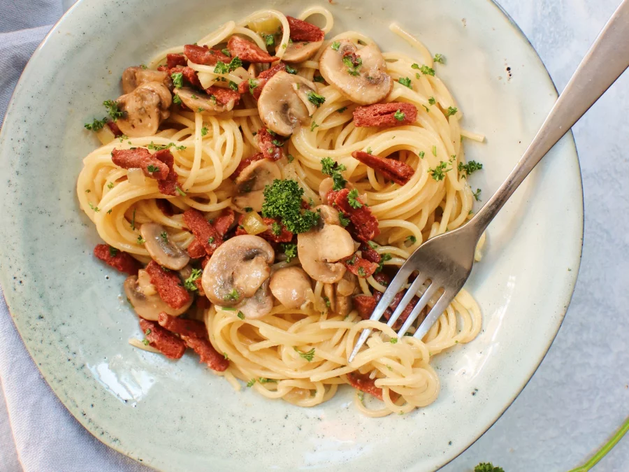 Vegetarische pasta carbonara - Jaimy's Kitchen