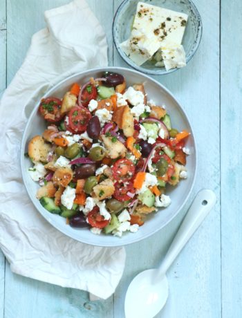 Griekse panzanella salade recept www.jaimyskitchen.nl